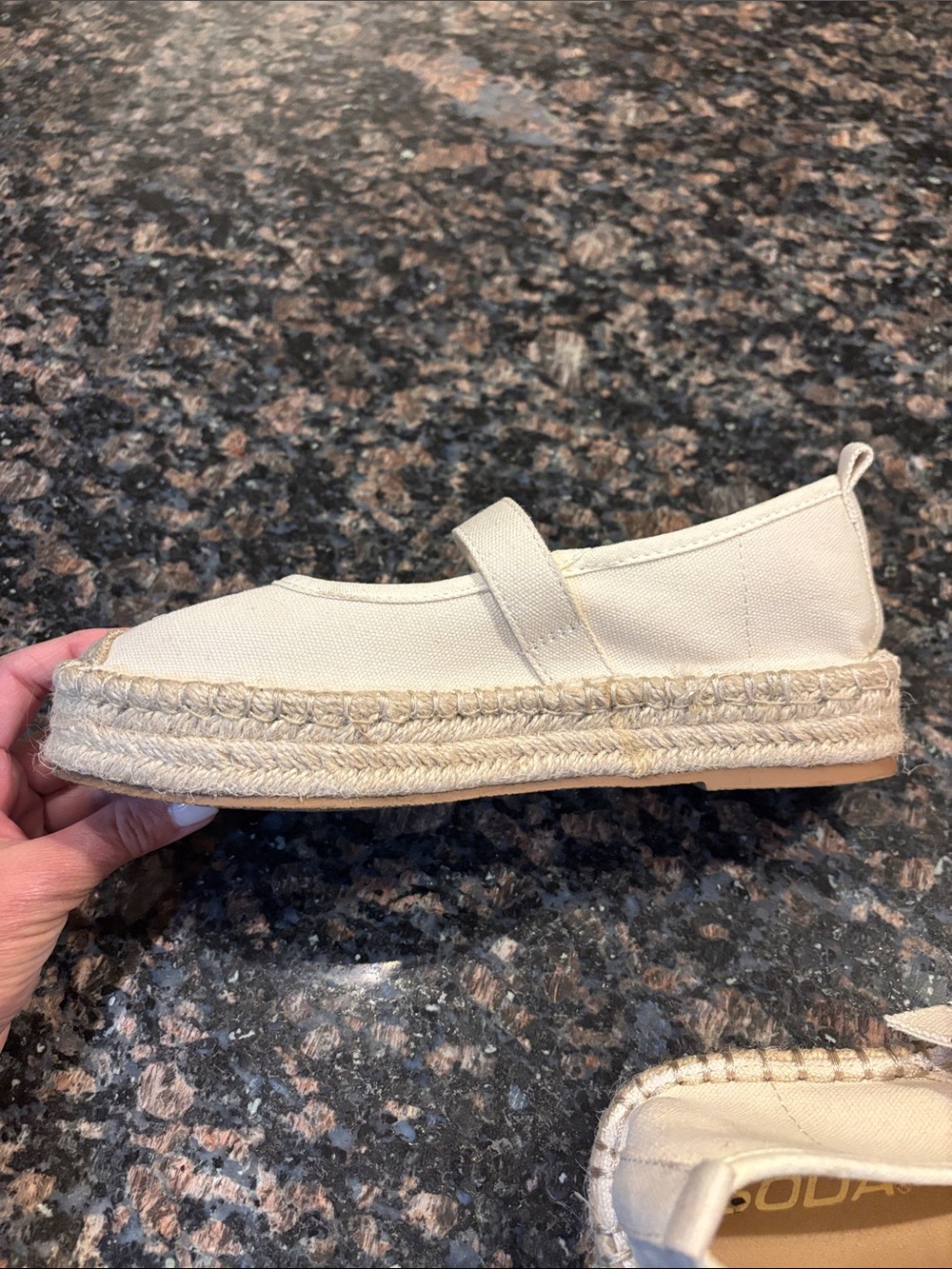 SODA Cream Canvas Espadrille Mary Jane with Decorative Buckle - Picture 11 of 16